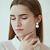 2 Pairs 2 Colors Alloy Double Flat Round Dangle Stud Earrings for Women EJEW-AN0001-84-5