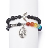 2Pcs 2 Style Style Natural Lava Rock & Mixed Stone & Synthetic Hematite Stretch Bracelets Set BJEW-JB08733-4