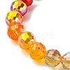 Rainbow Color Faceted Round Glass Stretch Bracelets for Women BJEW-JB09481-02-3