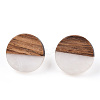 Resin & Walnut Wood Flat Round Stud Earrings with 304 Stainless Steel Pin for Women EJEW-TADZ001-02B-2