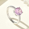 Brass & Round Cubic Zirconia Finger Rings CU-CBA7E55-19P-01-1