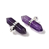 Natural Amethyst Double Terminal Pointed Pendants G-NH0001-15P-10-2