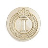 Golden Tone Crown Initial Wax Seal Brass Stamp Heads AJEW-A065-01I-1
