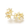 Heart Brass Micro Pave Clear Cubic Zirconia European Beads KK-Z156-10G-1