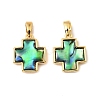 Natural Paua Shell Cross Charms KK-G538-31G-1