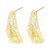 Brass Pave Clear Cubic Zirconia Stud Earring Findings KK-F875-03G-1