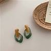 Oval Resin Dangle Stud Earrings FS-WGCF92D-02-3