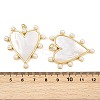 Brass Pave Natural White Shell Pendants KK-S526-65G-3