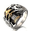 Two Tone Skull Head Men's Stainless Steel Finger Ring PW-WG11803-02-1