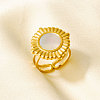 304 Stainless Steel with Natural Shell Cuff Open Rings for Women HW8046-3-1
