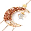 Wire Wrapped Natural Carnelian Moon with Tree of Life Pendant Decorations HJEW-K046-07G-03-4