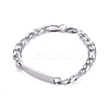 Tarnish Resistant 304 Stainless Steel Figaro Chain ID Bracelets BJEW-G631-01P-1