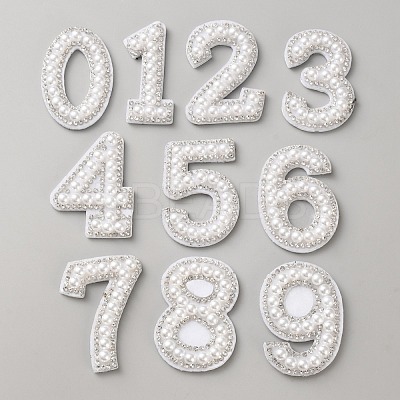 ABS Pearl and Polyester Cloth Iron on/Sew on Patches DIY-WH0888-577-1