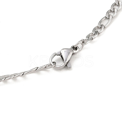 Tarnish Resistant Smooth Surface 304 Stainless Steel Figaro Chain Necklace Making STAS-A028-N022P-1