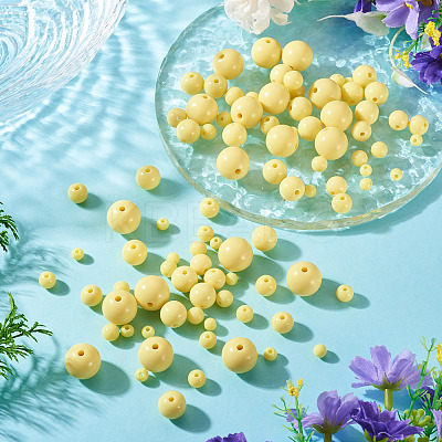 100Pcs 5 Styles Opaque Acrylic Beads MACR-TADJ0001-12D-1