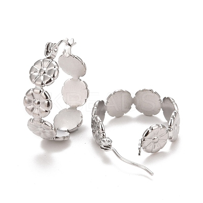 Non-Tarnish Flower 304 Stainless Steel Hoop Earrings for Women STAS-A057-15P-1