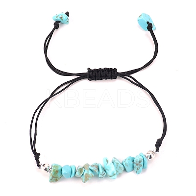 Synthetic Turquoise Braided Bead Bracelets PW-WG14195-03-1