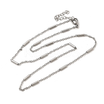 304 Stainless Steel Column Link Chain Necklaces for Women Men NJEW-A058-01P-1