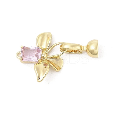 Brass Micro Pave Cubic Zirconia Fold Over Clasps KK-U059-10G-1