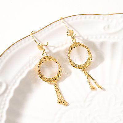 Elegant and Stylish Brass Flat Round Tassel Hoop Earrings IA0853-1