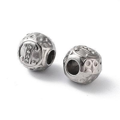 304 Stainless Steel Rhinestone European Beads STAS-A092-10I-P-1