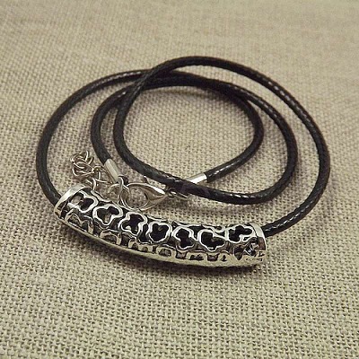 Jewelry Miao Yin Cang Yin Rose Hollow Bend Black Leather Rope Little Fish Lotus Female Short Necklace IZ4680-6-1