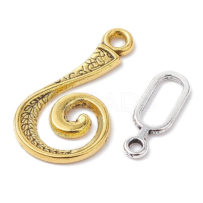 20Pcs 2 Colors Tibetan Style Alloy Hook and Eye Clasps FIND-YW0003-89-1