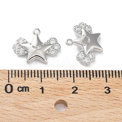 Brass with Clear Cubic Zirconia Charms KK-G474-02P-1
