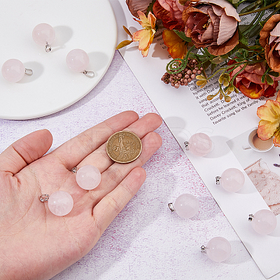 10Pcs Natural Rose Quartz Pendants G-HS0001-05-1