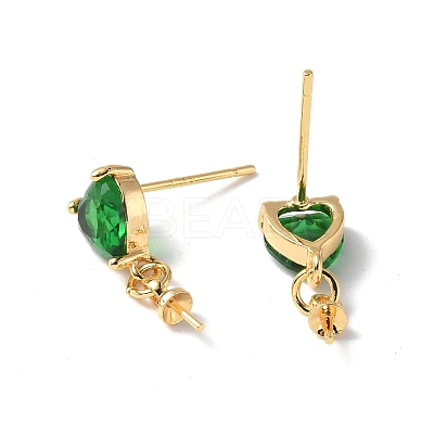 Brass Glass Rhinestone Stud Earrings Findings KK-B063-02G-02-1