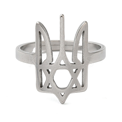 Non-Tarnish Star of David 201 Stainless Steel Adjustable Rings for Unisex RJEW-F163-03P-1