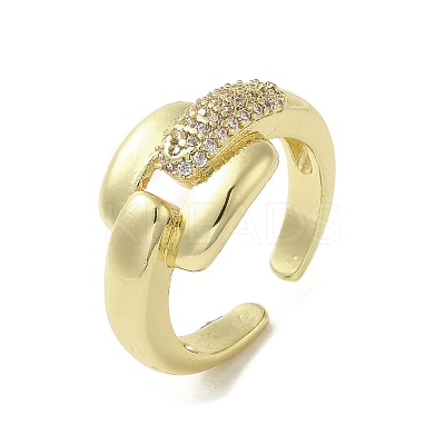 Rack Plating Brass with Clear Cubic Zirconia Cuff Rings RJEW-G308-01C-G-1