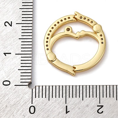 Flat Round Brass Micro Pave Cubic Zirconia Twister Clasps KK-P308-51G-1