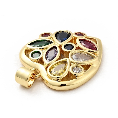 Rack Plating Brass Micro Pave Colorful Cubic Zirconia Pendants X-ZIRC-F129-40G-1