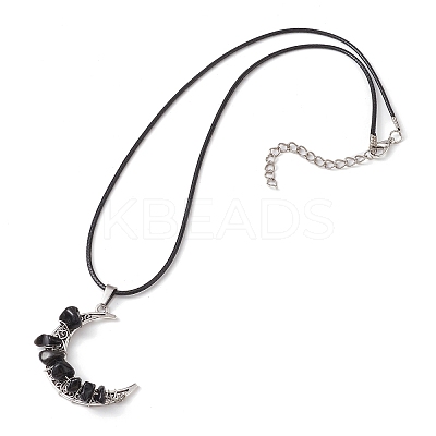2Pcs 2 Styles Tibetan Style Alloy Moon Pendant Necklaces Set NJEW-JN04608-1