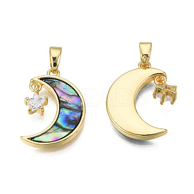 Brass Clear Cubic Zirconia Pendants X-KK-N233-406-1