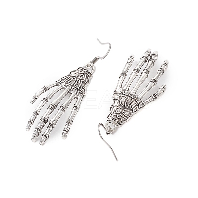 Halloween Themed Skull Hand Dangle Earrings EJEW-JE06070-1