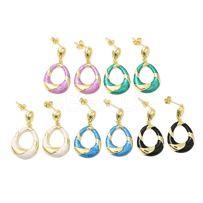 Enamel Teardrop Dangle Stud Earrings EJEW-M222-06G-1