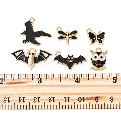24Pcs 6 Styles Light Gold Alloy Enamel Pendants ENAM-FP0002-40-1