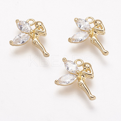 Brass Micro Pave Cubic Zirconia Pendants KK-F731-15G-1