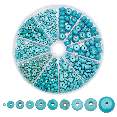500Pcs 10 Style Synthetic Turquoise Dyed Beads Strands G-AR0005-76-1