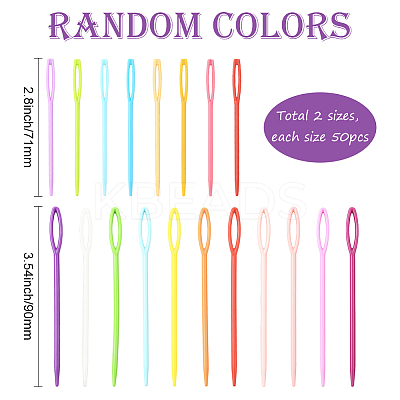 100Pcs 2 Styles Plastic Yarn Knitting Needles SENE-SP0001-02-1
