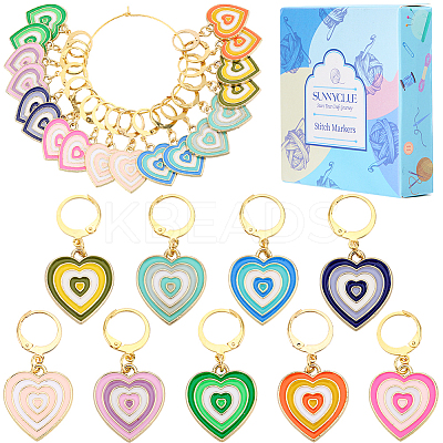 Alloy Enamel Heart Pendant Decorations HJEW-SC00048-1