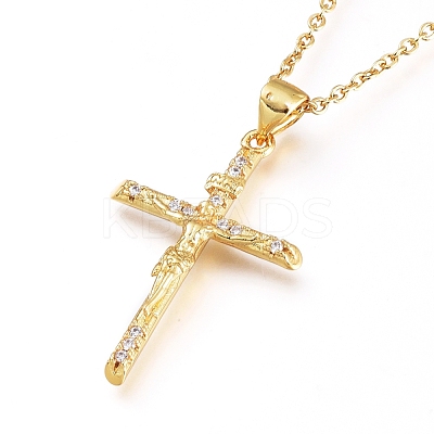 Easter Theme Brass Micro Pave Clear Cubic Zirconia Pendant Necklaces NJEW-L146-20G-1