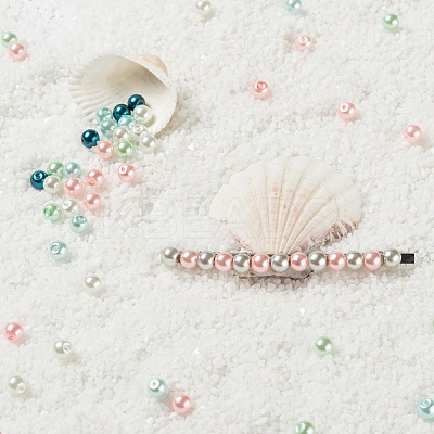 300Pcs Baking Paint Pearlized Glass Pearl Round Beads HY-FS0001-04-1