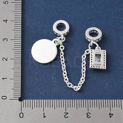 Brass Micro Pave Clear Cubic Zirconia Cable Chain European Beads KK-G531-07A-S-1