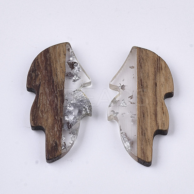 Transparent Resin & Wood Cabochons RESI-Q210-015A-A02-1