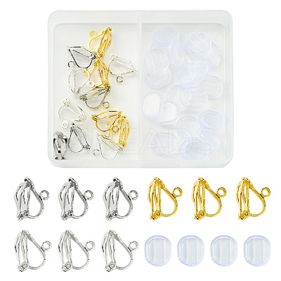 12Pcs 3 Colors Brass Clip-on Earring Findings KK-FS0001-33-1