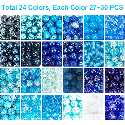 24 Color Imitation Pearl & Crackle & Transparent & Opaque Glass Beads GLAA-PH0002-89B-1