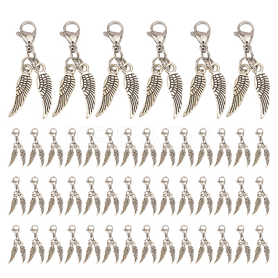 Tibetan Style Alloy Wing Pendant Decoration HJEW-AB00504-1